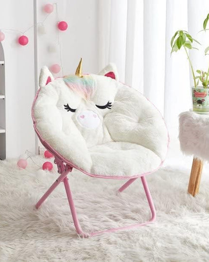 Heritage Kids Unicorn Saucer Chair, For Gaming Textile, White - LeafyLoom
