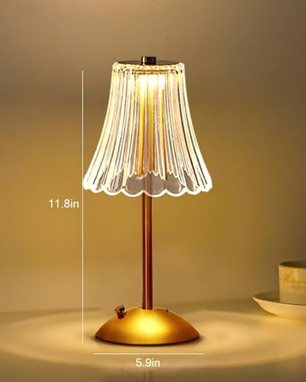 Portable Crystal Table Lamp,Cordless Metal Vintage Desk Lamp,3 Color Touch Control Rechargeable Lamp,3-Levels Brightness Room Decor Desk Lamp,Living Room,Kitchen,Dining Room Lamp (Gold-3) - LeafyLoom
