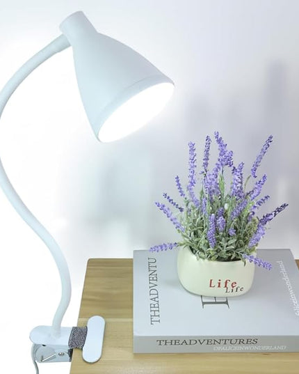 LED Desk Lamp Reading Lamp Clamp Lamp 3 Color Modes 10 Brightness Dimmer Table Lamp with Auto Off Timer Eye-Caring Office Lamp　360° Flexible Gooseneck Clip，AC Adapter Include,White (White) - LeafyLoom
