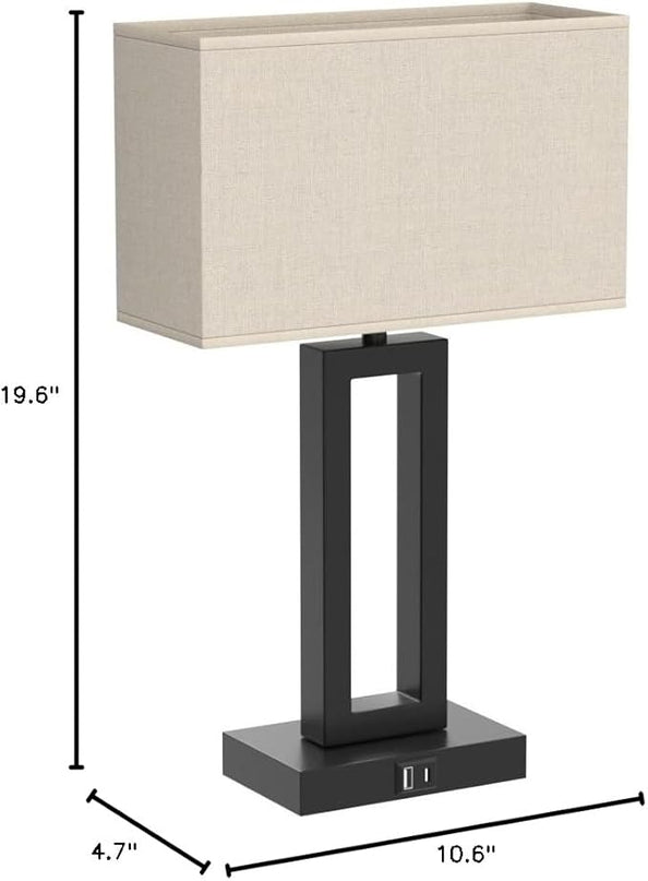 Seealle Bedroom Lamps for Night Stands - Touch Control, 3 Way Dimmable, USB C+A Charging, LED Bulbs, Easy Assembly - LeafyLoom