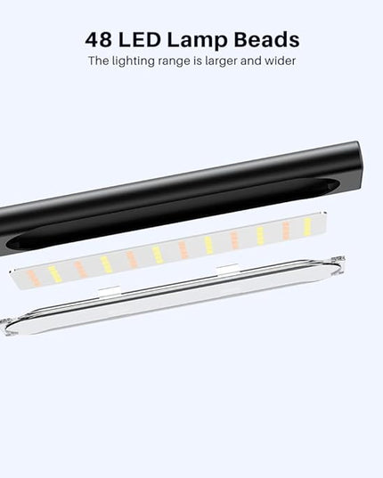 LED Desk Lamp, Touch Adjustable Table Lamp with 10W Wireless Charging 5 Modes and 6 Brightness Levels Eye Protection Reading Light 48 LED Memory Function Home Office Desk Light Black - LeafyLoom