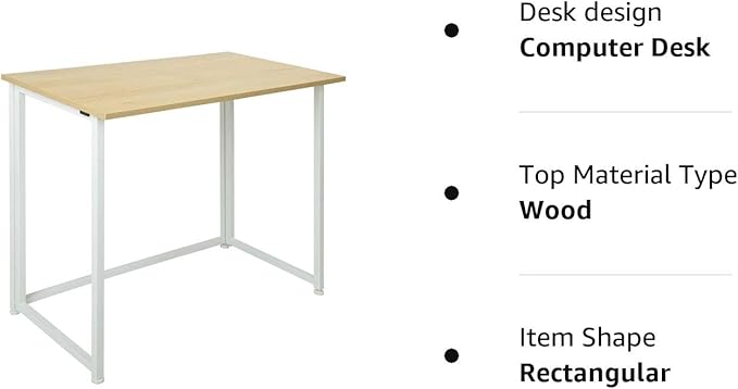 Leopard Outdoor Products Folding Computer Desk for Small Spaces, Space-Saving Home Office Desk, Foldable Computer Table, Laptop Table, Writing Desk, Compact Study Reading Table (White/Nordic Walnut) - LeafyLoom