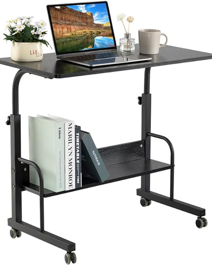 SIDUCAL Computer Cart, Portable Laptop Desk Laptop Cart, Portable Desk with Wheels, Rolling Desk Adjustable Height, Rolling Laptop Stand, Rolling TV Tray, Couch Desk Bed Desk for Laptop, 31.5'' Black - LeafyLoom