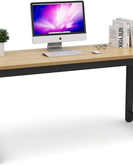 Tribesigns Computer Desk, Large Office Desk Computer Table Study Writing Desk for Home Office, Walnut + Black Leg, 63 X 23.6 inch - LeafyLoom