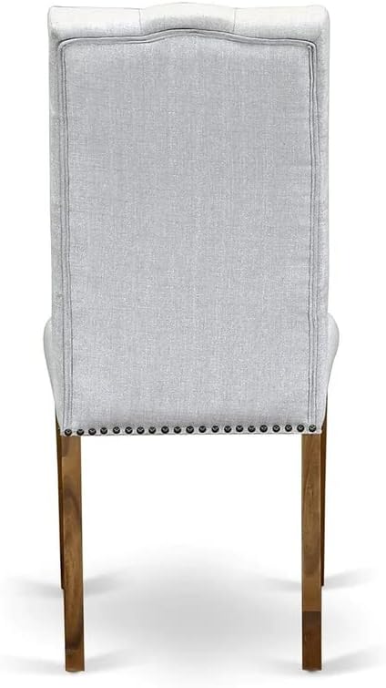 East West Furniture HBEL3-AWA-05 Hartland 3 Piece Set for Small Spaces Contains a Round Dining Room Table with Pedestal and 2 Grey Linen Fabric Parson Chairs, 42x42 Inch - LeafyLoom