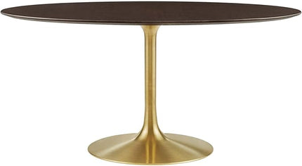 Modway Lippa Dining Table, 60", Gold Cherry Walnut - LeafyLoom