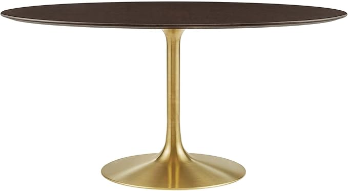 Modway Lippa Dining Table, 60", Gold Cherry Walnut - LeafyLoom
