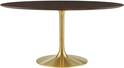 Modway Lippa Dining Table, 60", Gold Cherry Walnut - LeafyLoom