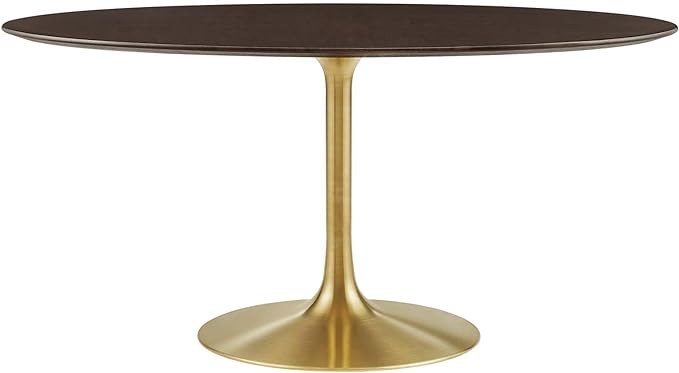 Modway Lippa Dining Table, 60", Gold Cherry Walnut - LeafyLoom