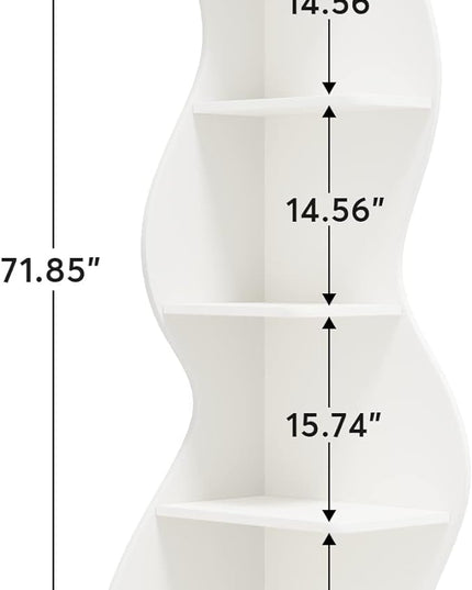 Small Corner Shelf, Modern 5-Tier Wall Corner Bookshelf, Stylish Bookcase Storage Rack for Small Space,Living Room. Bedroom - LeafyLoom