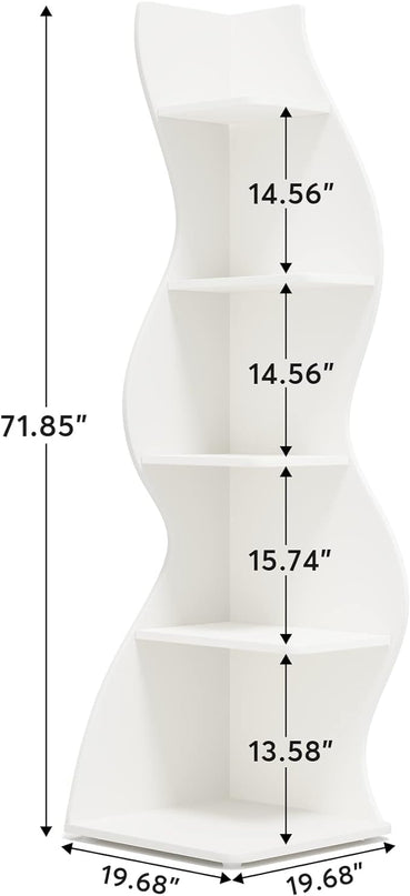 Small Corner Shelf, Modern 5-Tier Wall Corner Bookshelf, Stylish Bookcase Storage Rack for Small Space,Living Room. Bedroom - LeafyLoom