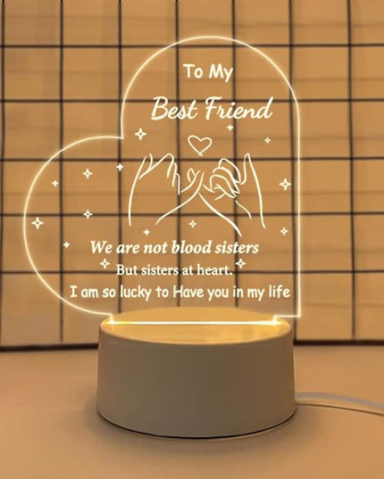 Best Friend Birthday Gifts Friendship Gifts Acrylic Night Light, Thank You Gifts for Friends - Christmas Birthday Gifts for Bestie, BFF - LeafyLoom