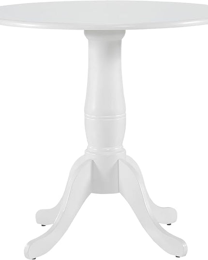 Lexicon Round Pedestal Dining Table, Kitchen Table Small Table Modern Wood Kitchen Dining Table for Dining Room and Kitchen, 32 Inch Small Dining Table for 4, White - LeafyLoom