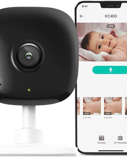 Kasa Smart 2K QHD Indoor Security Camera, Person/Baby Crying/Motion Detection, 2-Way Audio, 30Ft. Night Vision, Cloud/SD Card Storage(Up to 256 GB), Works with Alexa & Google Home (KC400) KasaSmartbyTP-Link