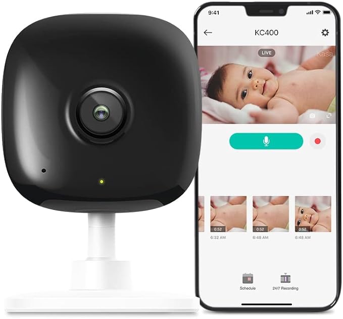 Kasa Smart 2K QHD Indoor Security Camera, Person/Baby Crying/Motion Detection, 2-Way Audio, 30Ft. Night Vision, Cloud/SD Card Storage(Up to 256 GB), Works with Alexa & Google Home (KC400) KasaSmartbyTP-Link