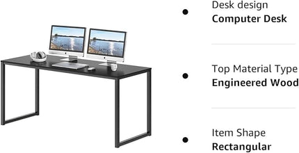 SHW Home Office 55-Inch Computer Desk, 24" Deep, Black - LeafyLoom