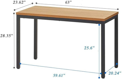 BIBOC 24X63 inches Computer Desk/Dining Table, Office Desk, Composite Wood Board Sturdy Writing Workstation for Home Office Walnut and Black Legs (Walnut, 63X24 inch) - LeafyLoom