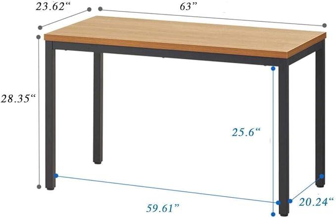 BIBOC 24X63 inches Computer Desk/Dining Table, Office Desk, Composite Wood Board Sturdy Writing Workstation for Home Office Walnut and Black Legs (Walnut, 63X24 inch) - LeafyLoom