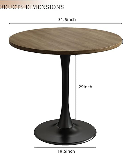 Wood Round Table Modern Dining Table Tulip Round Kitchen Table Wooden Mid Century Coffee Table for Living Room 31.5 inch - LeafyLoom
