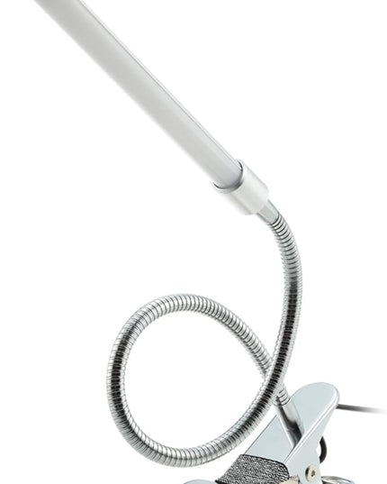 Meichoon Desk Lamp with Clamp Flexible Metal Hose Desktop Clip-On LED Illuminating Light Eye-Caring Table Lamp for Bedroom Bedside Office Study Work Reading Embroidery UK10 White - LeafyLoom