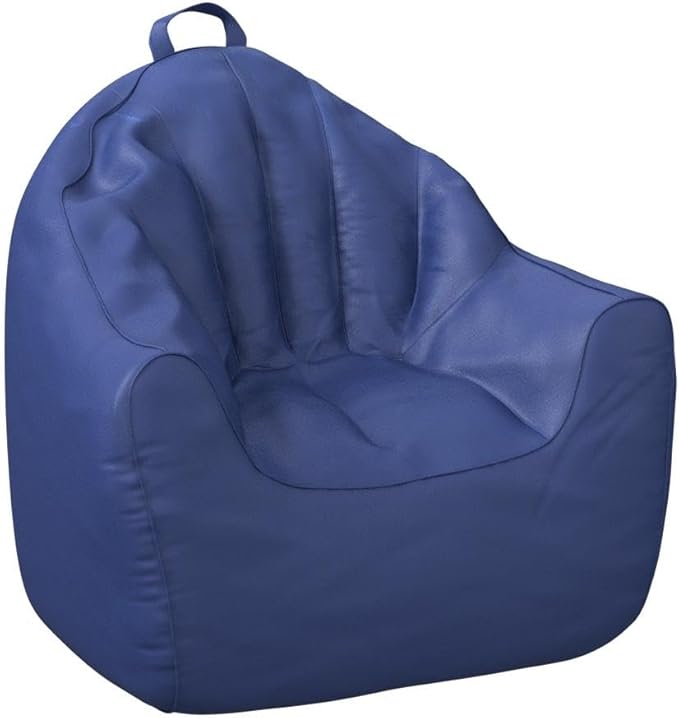 Posh Creations Structured Comfy Seat for Playrooms and Bedrooms, Large Bean Bag Chair, Malibu Lounge, Navy - LeafyLoom