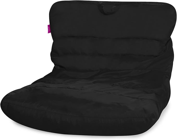 Posh Creations Structured Comfy Bean Bag Chair for Gaming, Reading, and Watching TV, Laguna Lounger, Microsuede - Black - LeafyLoom