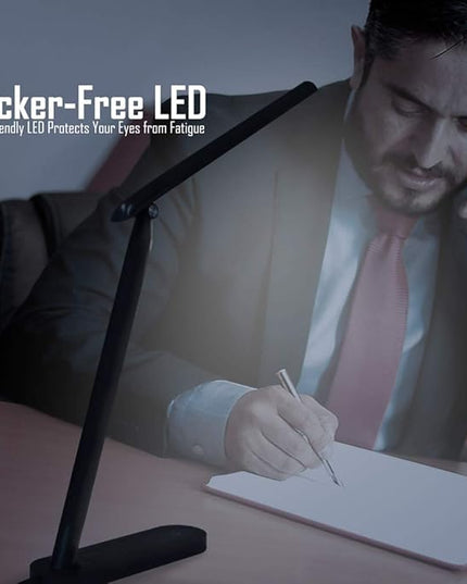 AULTRA LED DESK LAMP LIGHT - Touch Control Desk Lamp with Multiple Brightness Level - Lights for Bedroom, The Office Desk, Reading Lamps, Bedside Table and Standing Desk (Black) - LeafyLoom