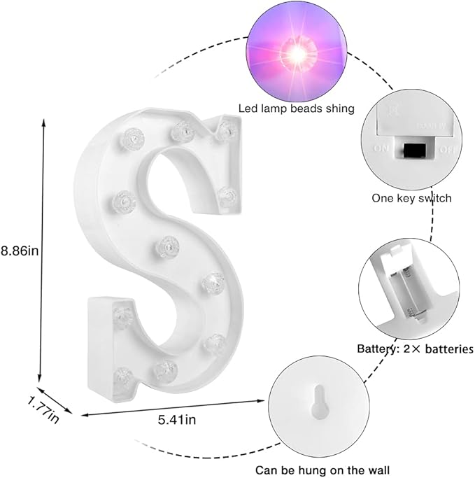 Glintee Light up Letters Led Marquee Letter Lights Color Changing Night Light Battery Powered Decoration for Home Bar Bedroom Party Wedding Bar-(Colorful S) - LeafyLoom