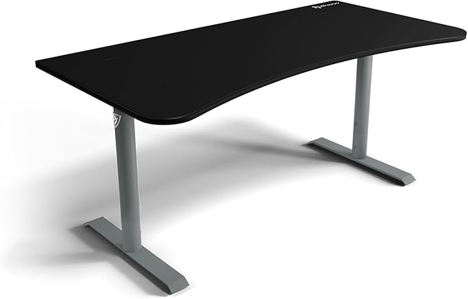 Arozzi Arena Ultrawide Curved Gaming and Office Desk with Full Surface Water Resistant Desk Mat with 3 Custom Monitor Mount Cut Outs and Under The Desk Cable Management Netting - Frozen Grey - LeafyLoom