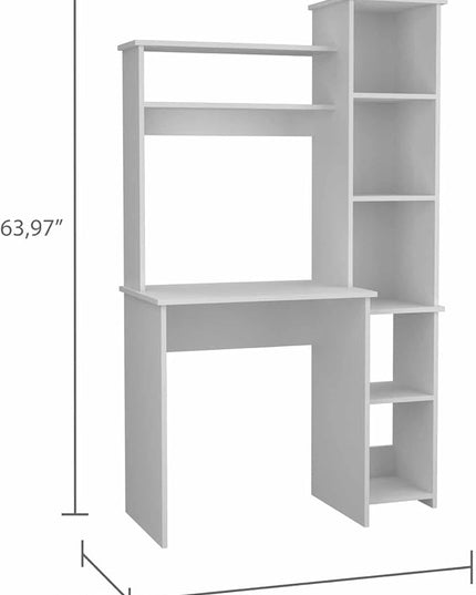NicBex Laik-DW-00076-DX Desks, 38.7" W x 17.8" D x 63.9" H, White - LeafyLoom