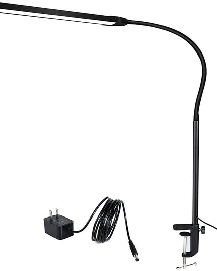 Clamp on Lamp, CeSunligt LED Desk Lamp, 12W, 800 LMS, 3 Color Modes, Multi Brightness Adjustable, Eye-Caring Touch Task Lamp for Reading, Home, Office (Adapter Included) - LeafyLoom