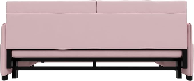 Oversized 3 in 1 Loveseat Sleeper Sofa Bed,Queen Size Love Seats W/Pull Out Couch and Padded Armrests Convertible Spacious Sofabed with Side Storage Pocket for Home Office Apartment Living Room - LeafyLoom