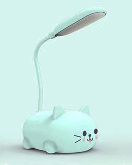 LED Kids Lamp, Mini Cat Table Lamp, Portable LED Night Light, Cute Desk Lamp, Foldable USB Rechargeable Reading Light Children's Bedroom (Blue) - LeafyLoom