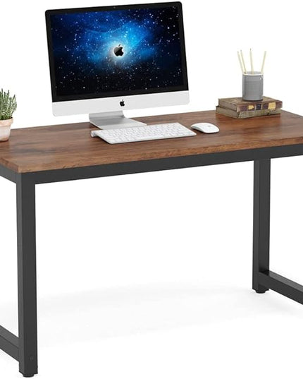 Tribesigns Modern Simple Computer Desk, 47 inch Vintage Office Desk Computer Table, Study Writing Study Desk Workstation for Home Office, Rustic Brown - LeafyLoom