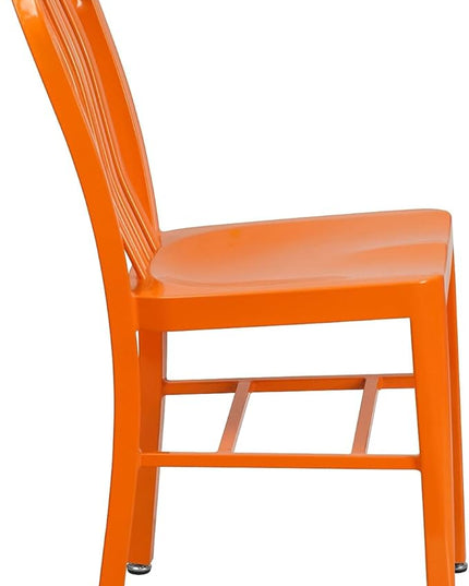 Flash Furniture Commercial Grade Orange Metal Indoor-Outdoor Chair - LeafyLoom