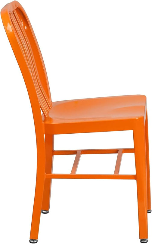 Flash Furniture Commercial Grade Orange Metal Indoor-Outdoor Chair - LeafyLoom