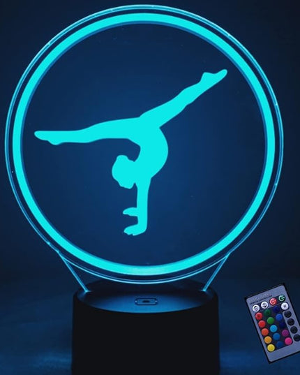 Creative 3D Gymnastics Night Light 16 Colors Changing USB Power Remote Control Touch Switch Decor Lamp Optical Illusion Lamp LED Table Desk Lamp Children Kids Christmas Brithday Gift - LeafyLoom