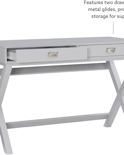 Linon Grey 2-Drawer Writing Jaycee Desk - LeafyLoom