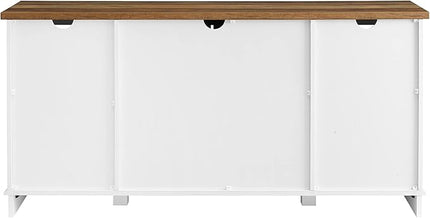 Walker Edison Richmond Modern Farmhouse Sliding Barn Door TV Stand for TVs up to 65 Inches, 58 Inch, White and Rustic Oak - LeafyLoom