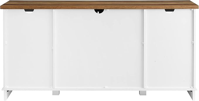 Walker Edison Richmond Modern Farmhouse Sliding Barn Door TV Stand for TVs up to 65 Inches, 58 Inch, White and Rustic Oak - LeafyLoom
