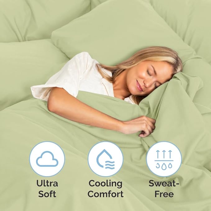 Full Size 4 Piece Sheet Set - Comfy Breathable & Cooling Sheets - Hotel Luxury Bed Sheets for Women & Men - Deep Pockets, Easy-Fit, Soft & Wrinkle Free Sheets - Light Sage Green Oeko-Tex Bed Sheet Set - LeafyLoom