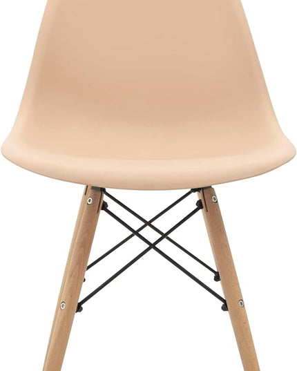 CangLong Modern Mid-Century Side Chair Dining Chair with Natural Wood Legs for Kitchen, Living, Dining Room, Set of 1, Beige - LeafyLoom