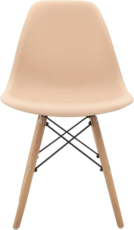 CangLong Modern Mid-Century Side Chair Dining Chair with Natural Wood Legs for Kitchen, Living, Dining Room, Set of 1, Beige - LeafyLoom