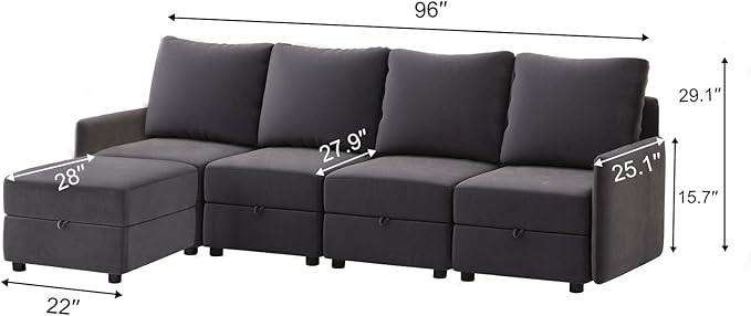 COMHOMA Convertible Sectional Sofa for Living Room, Free Combination L/U Shaped Sofa with Storage Chaise for Living Room, Apartment and Small Space 5 Seaters(4+1) - LeafyLoom