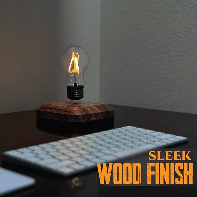 LEVINA Floating Light Bulb Lamp - Magnetic Levitating Wireless Light Bulb Lamp, Night Light, Room Decor, Cool Lamps, Unique Decor Tech Toys - LeafyLoom