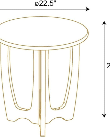 FINECASA Round End Table Small Rustic Side Table with Curved Legs Farmhouse Side Table Living Room, Bedroom, Entryway, Bedside, Nightstand (Chestnut) - LeafyLoom