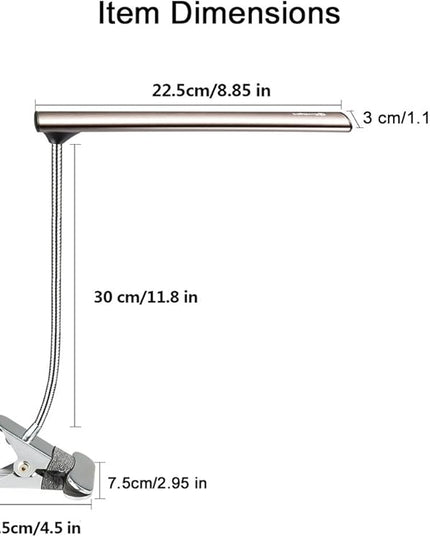 LED Clip on Desk Lamp, Bed Headboard Light with Clamp for Reading, 3000K – 6500K Color Temperature Setting, Stepless Brightness Control, Long USB Cord and AC Adapter Included(Brown) - LeafyLoom