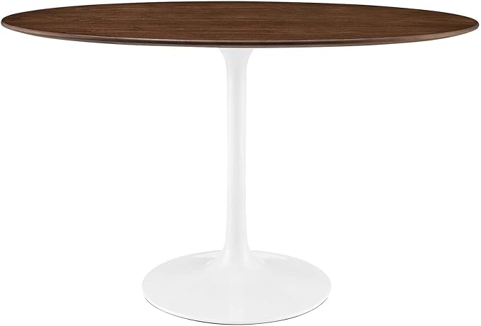 Modway Lippa 48" Mid-Century Modern Dining Table with Oval Top in Walnut - LeafyLoom