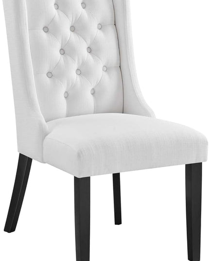 Modway Baronet Button Tufted Fabric, One Dining Chair, White - LeafyLoom