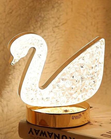 Cordless Moon Crystal Table Lamp,3-Color Touch Control, Rechargeable Battery - Ideal Bedside Lamp for Bedroom Nightstand (Gold) - LeafyLoom